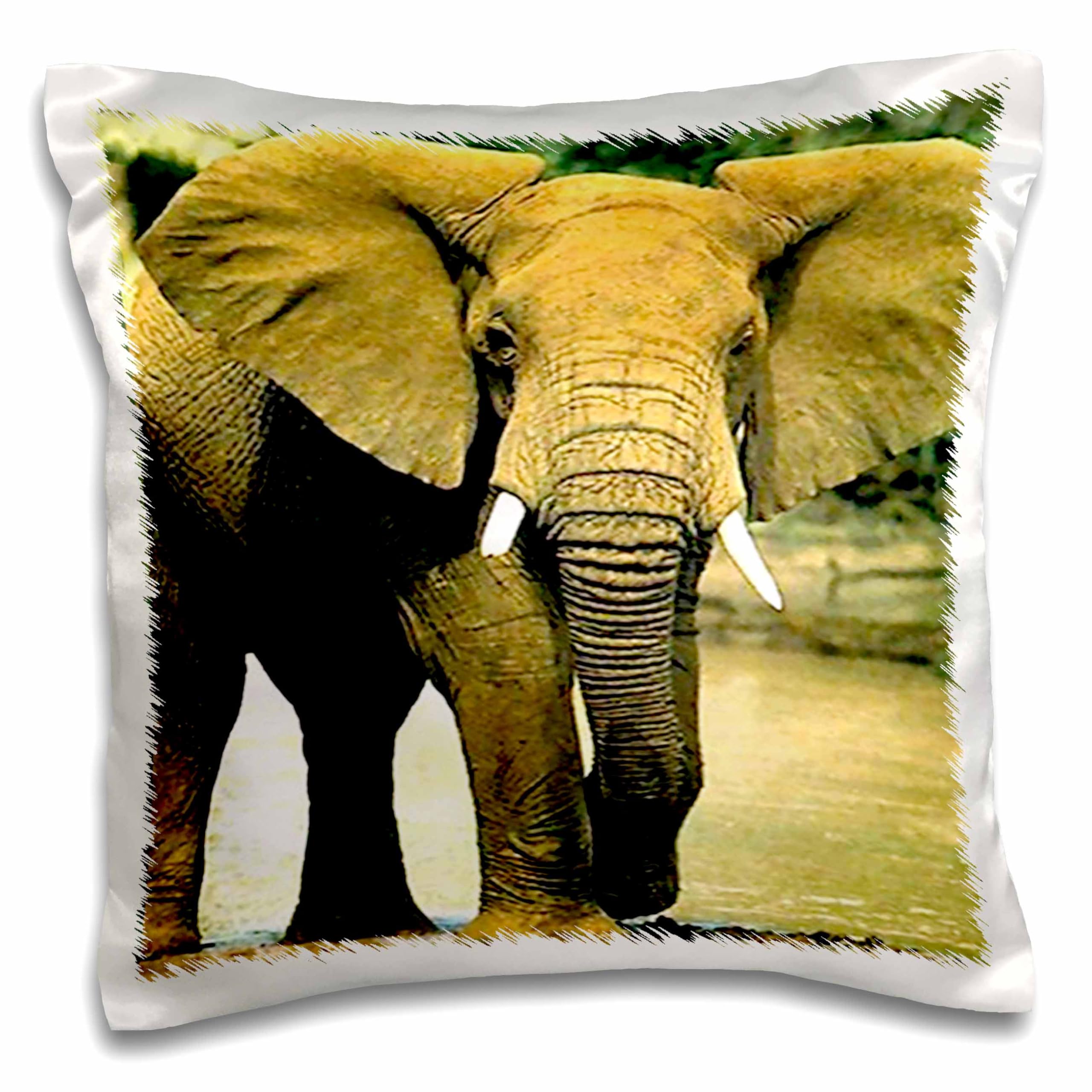 3dRose Wild Animals-African Elephant (pc-509-1) Pillow Case, White