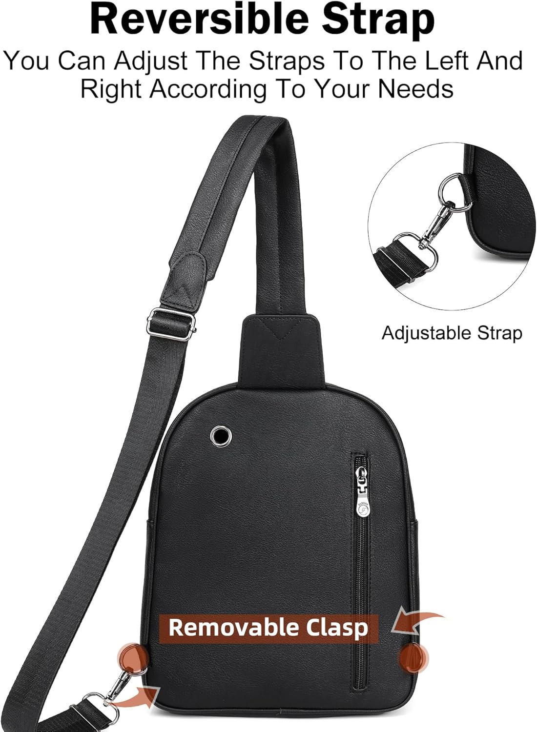 FADEON Sling Bags for Women Crossbody Bags, Designer PU Leather Sling Purse Multi-Pocket Packs with Card Slot Purse - Image 7