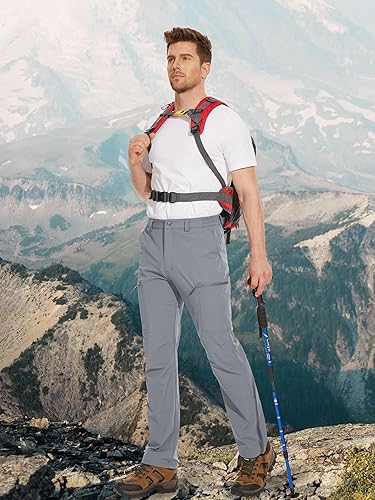 Miniatura 6 de MAGCOMSEN Pantalones de senderismo para hombre, 6 bolsillos, resistentes al agua, pantalones de trabajo de pesca Ripstop, ligeros, de secado rápido