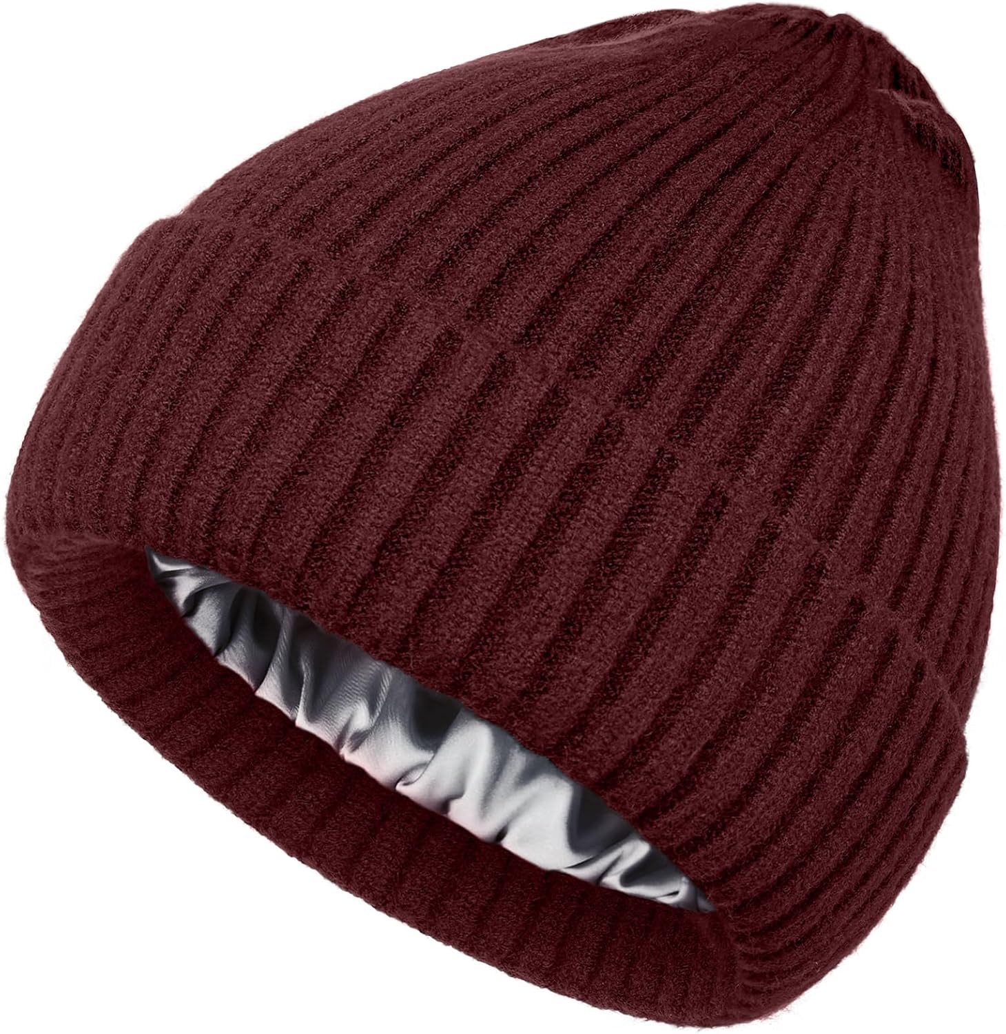 vidsel Satin Lined Wool Beanie Hat for Women Men Winter Cold, Warm Knit Fashion Cuffed Beanie Skull Cap Watch Cap