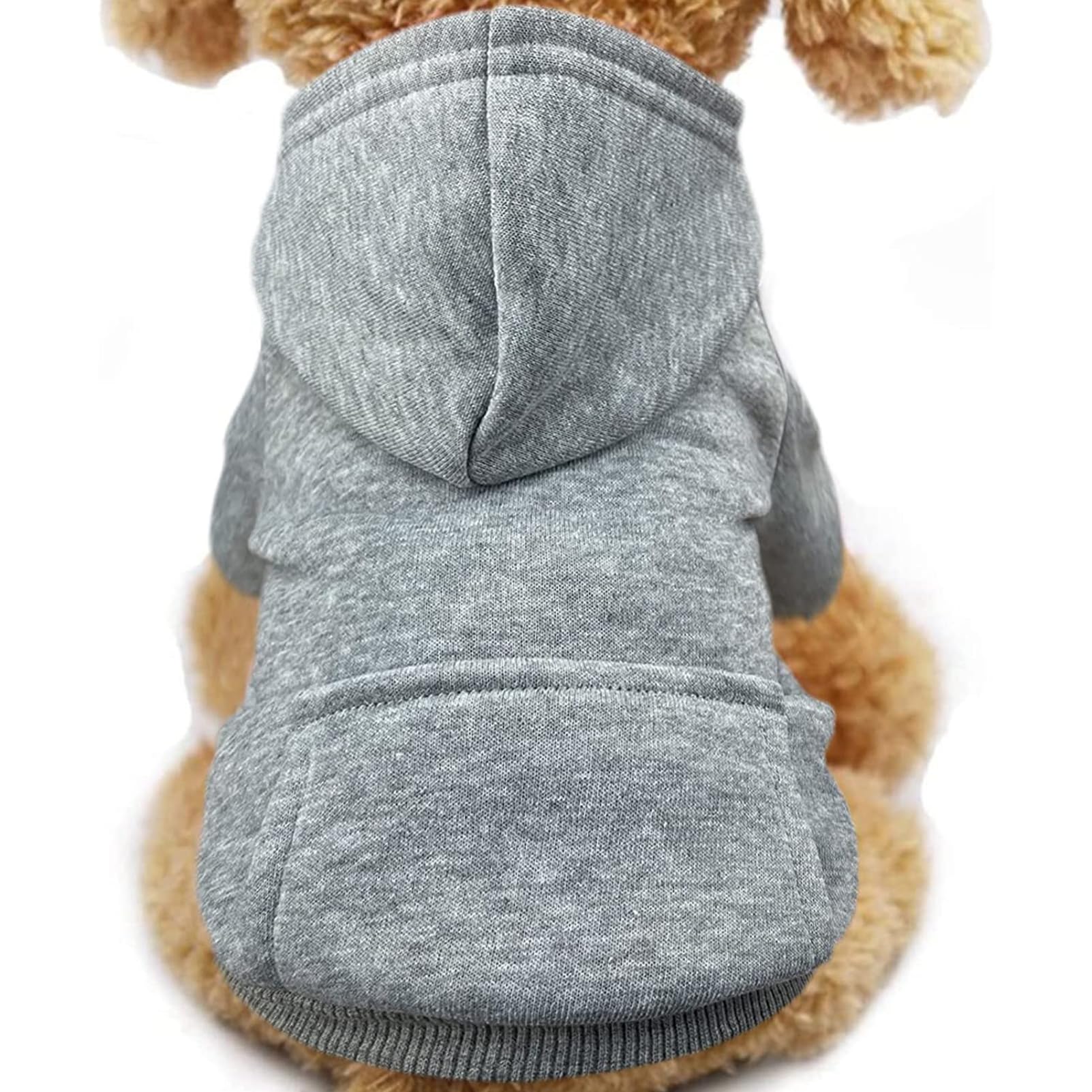 Jecikelon Winter Dog Hoodie Sweatshirts with Pockets Warm Dog Clothes for Small Dogs Chihuahua Coat Clothing Puppy Cat Custume (Grey, X-Large)
