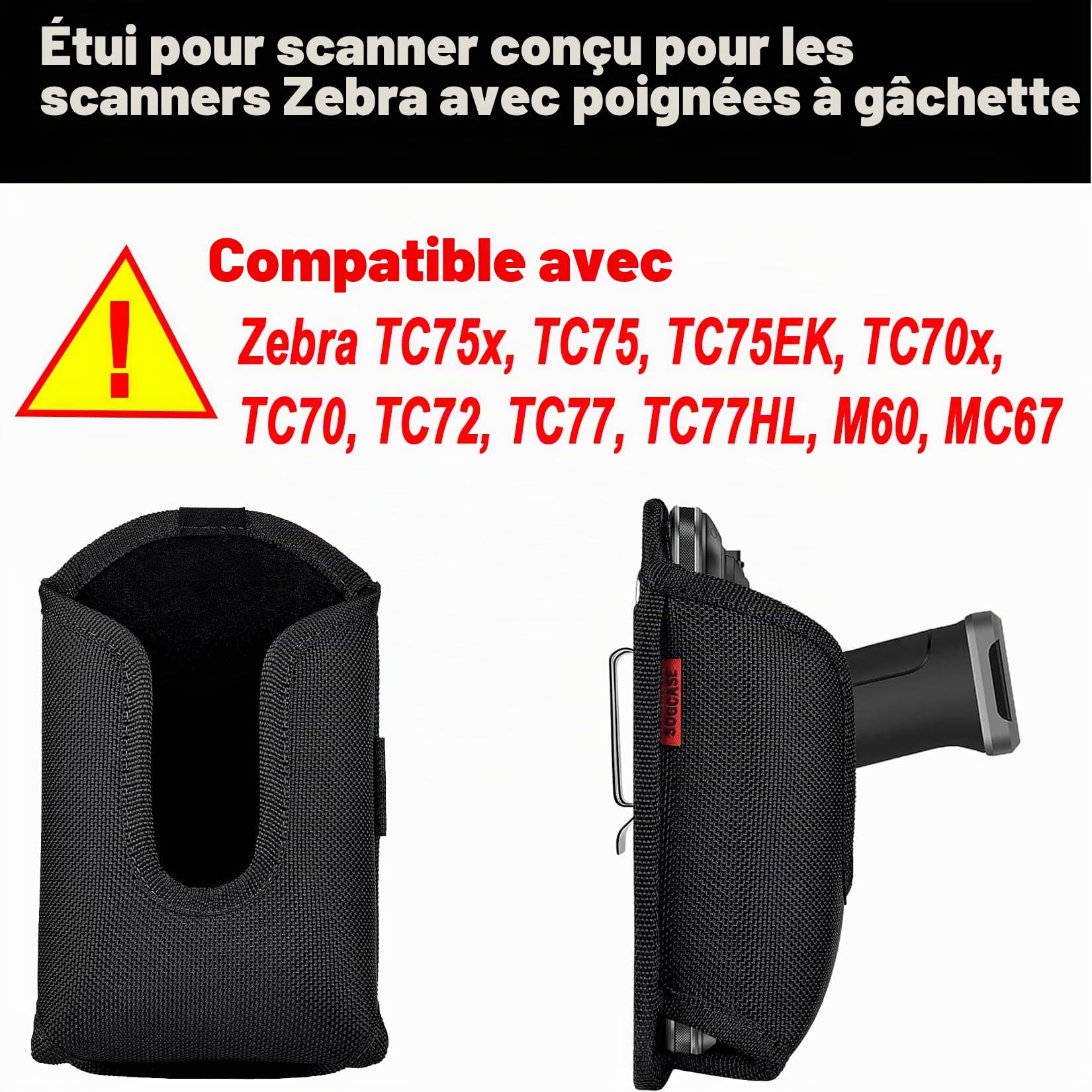 Série de poignée d'étui de Scanner – Qualité épaisse, Grande, Robuste, Clip de Ceinture en métal Robuste, Durable, adapté à la Poche, Compatible avec Code-Barres Zebra, Noir