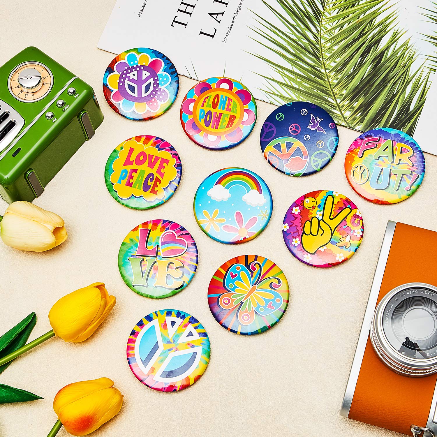 Amazon.com: Willbon 30 Pieces Hippie 60's Button Pin Retro 60s