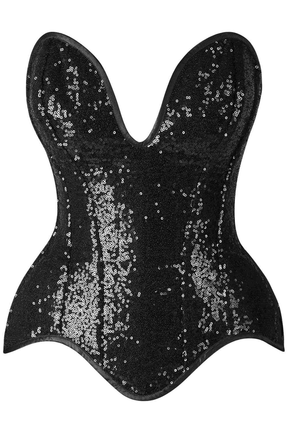 Daisy corsets womens Daisy Corsets Top Drawer Steel Boned Black Sequin Plunge Neckline Overbust Corset