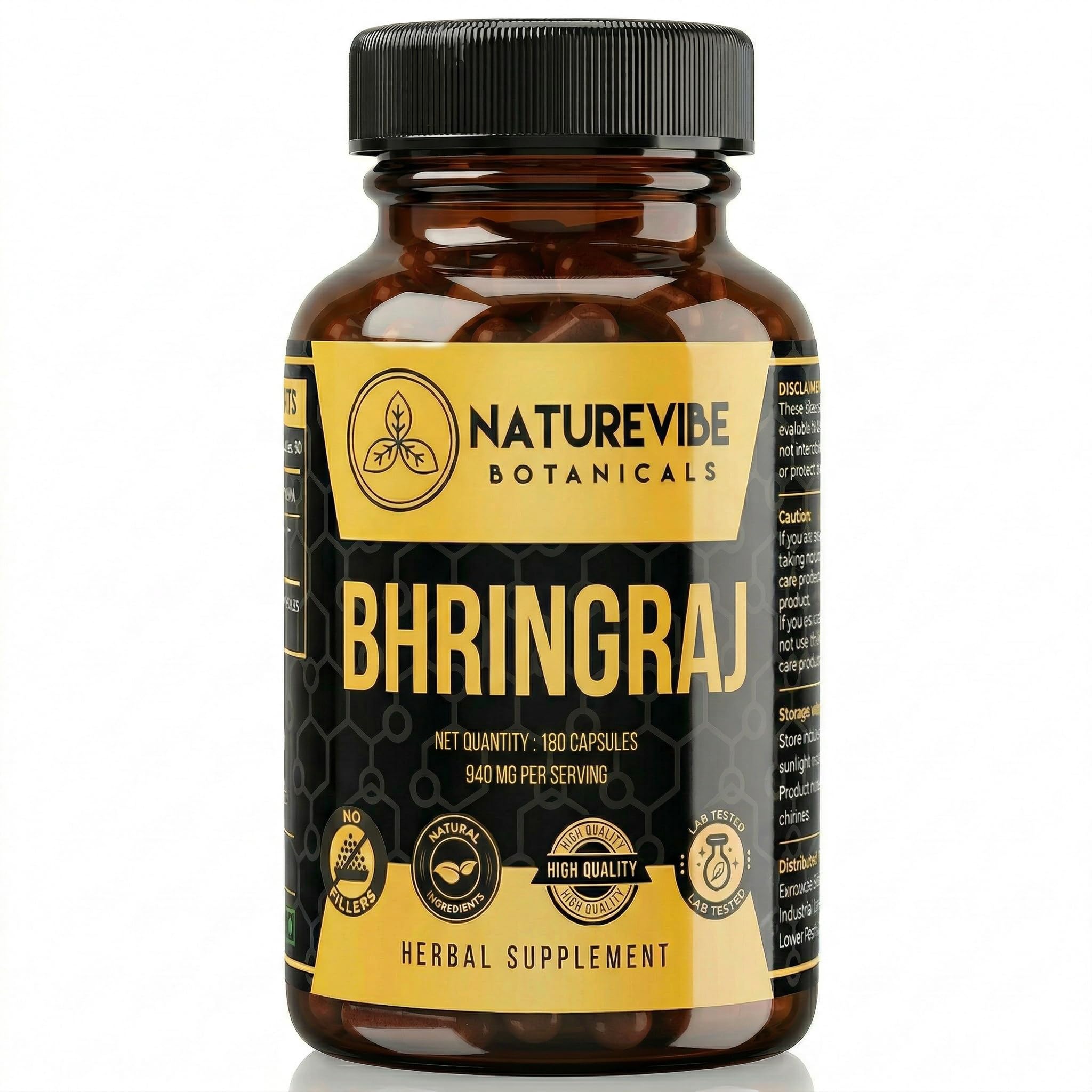 Bhringraj Capsules 180 Veg Capsules by Naturevibe Botanicals Eclipta Alba Herbal Supplement | Plant-Based Source of Natural Antioxidants | Daily Wellness Support