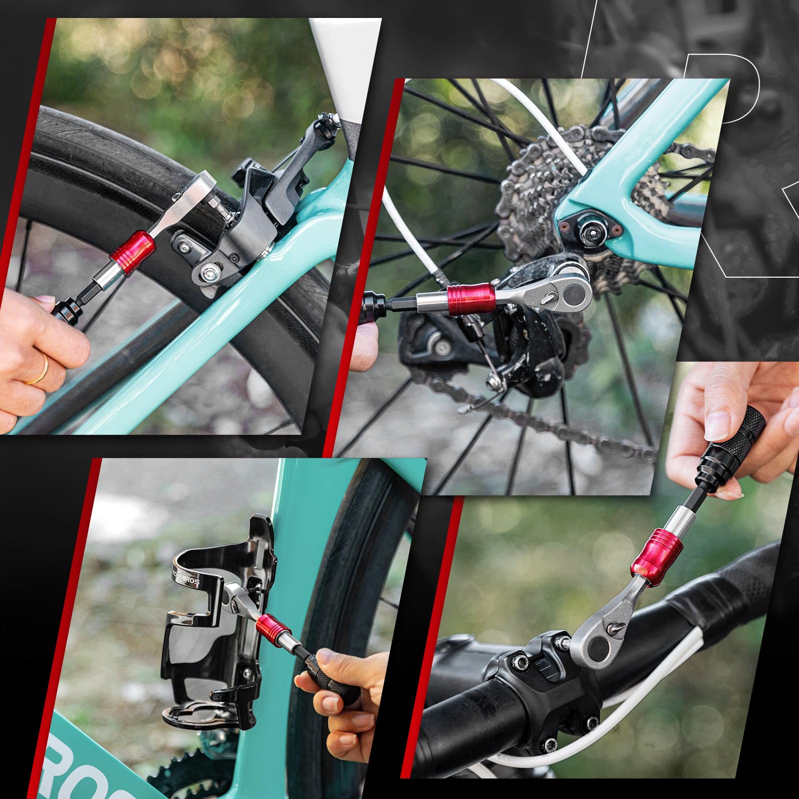 ROCKBROS Set Chiavi a Cricchetto da 72, Cassetta Portatile Kit Riparazioni Multifunzionali, Con 2 Leve per Pneumatici, Accessori Bici