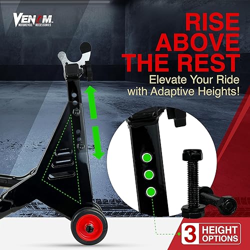 Miniatura 7 de Venom Combo de soporte de elevación delantero y trasero, soporte de elevación universal de basculante para bicicleta deportiva, soporte de horquilla