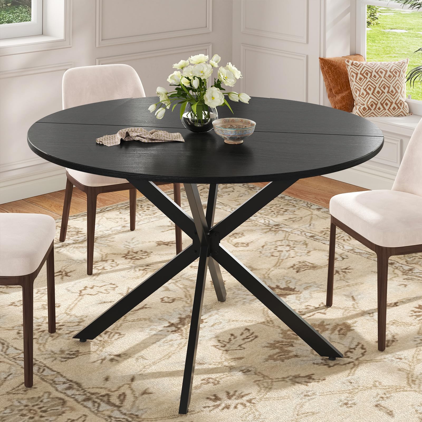 テーブル 9 Amazon.com - Unovivy 47 Inch Round Dining Table for 4, Space