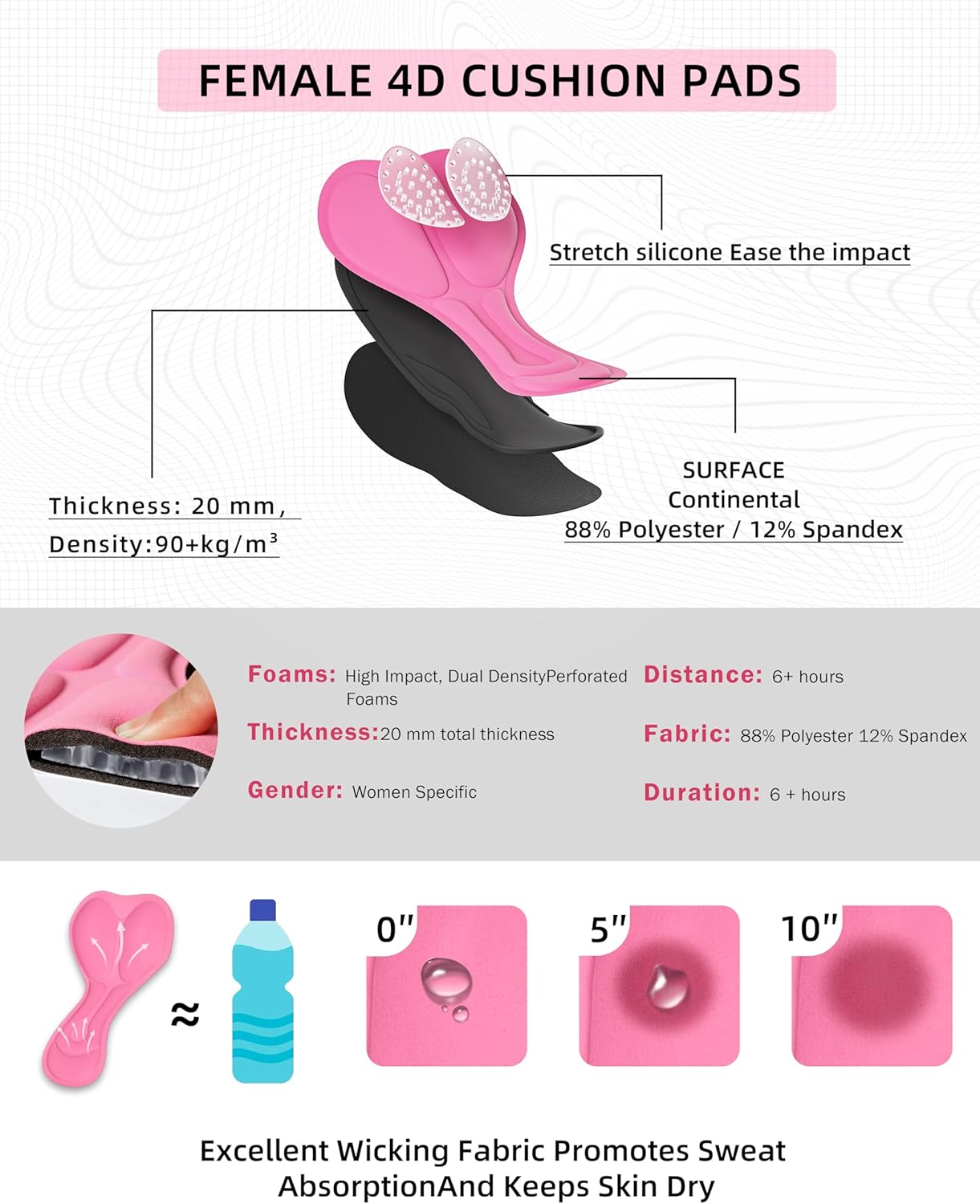 Women's 4D Padded Bike Shorts 5"/7" Riding Underwear Cycling Bicycle Road Biking Cycle Shorts for Women Zipper Pockets - Image 3