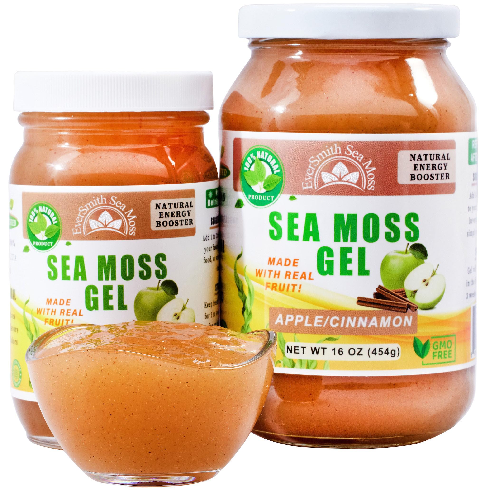 Wildcrafted Irish Sea Moss Gel | Made in USA | Rich in Vitamins & Minerals | Sea Moss Gel Raw | Nutritional Supplement | Apple (16 oz)