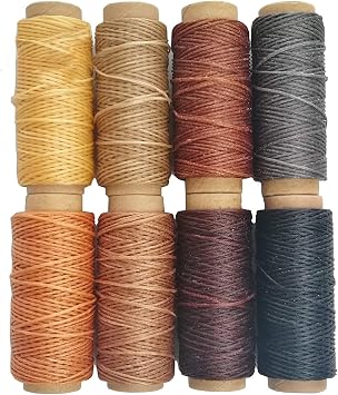 JANYUN 264 Yards 150D Leather Sewing Waxed Thread Cord for Leather Craft DIY 1mm Diameter 8 Colors Sewing Thread Cord,Each of 33 Yards Color A