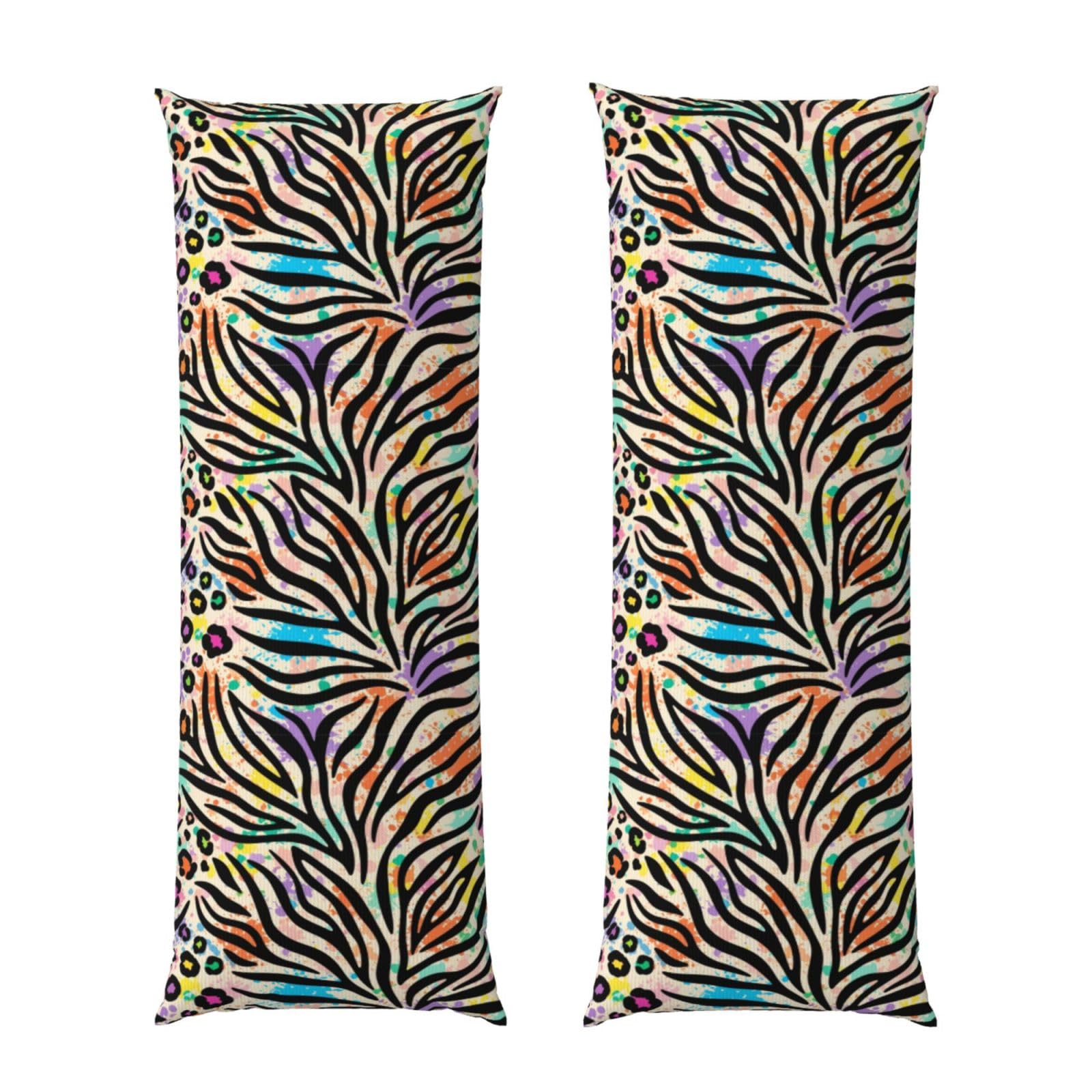 Long Pillowcase 20x60 Inch, Rainbow Animal Zebra Tiger Cheetah Leopard Print Splatter, Ultra Soft Body Pillow Cover with Hidden Zipper, Wrinkle Resistant Fabric for Bed Couch Home Decoration
