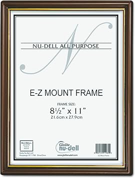 NuDell 8.5" x 11" EZ Mount Economy Document Frame Plastic Face, Walnut with Gold Trim