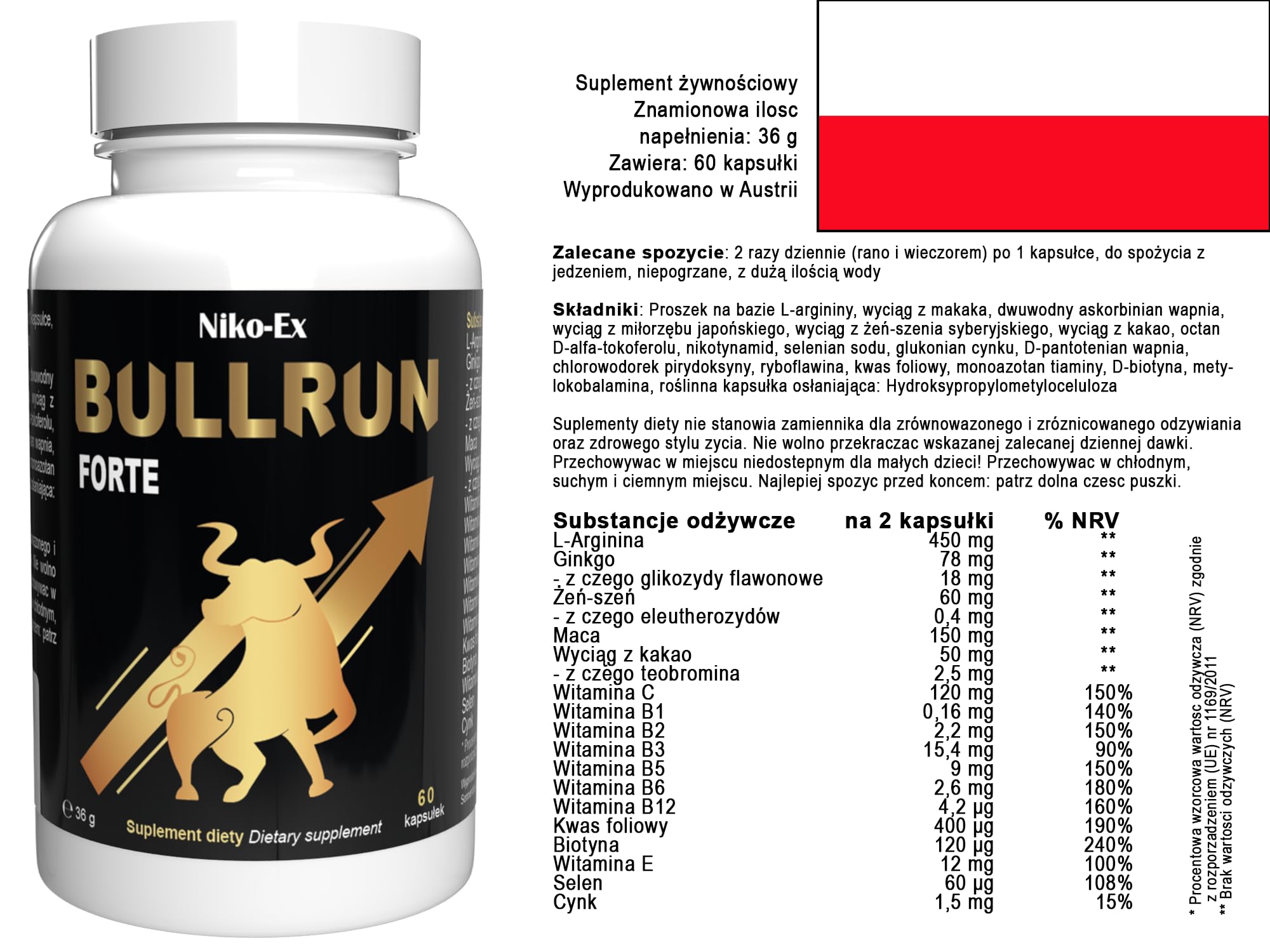 Bullrun Forte - 180 Kapseln - 3er Pack
