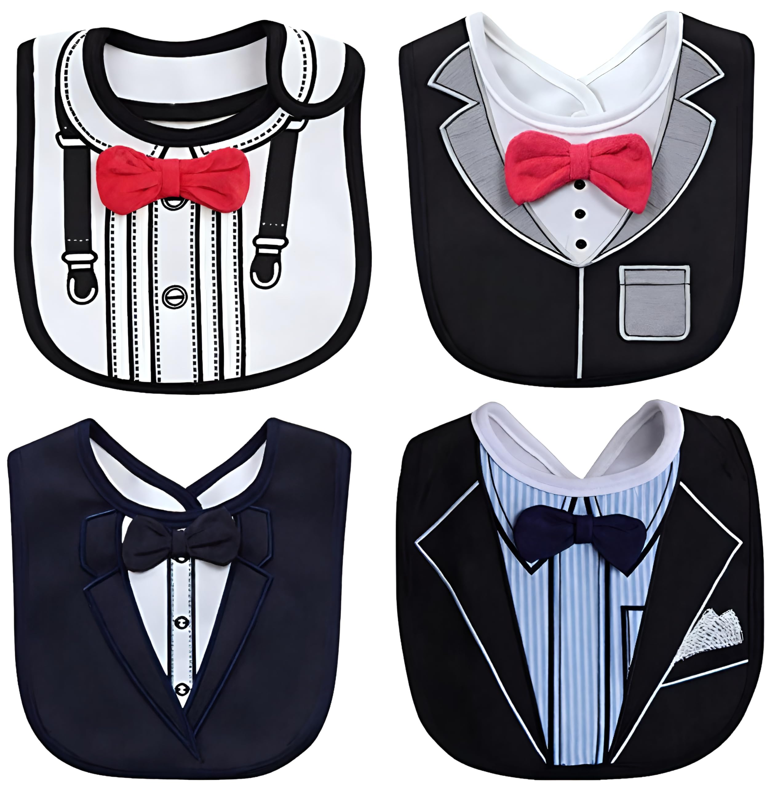 FANCYBIBS Baby Toddler Infant Boys Girls Drool Drooling Bibs Bowtie Tuxedo Bow Neck Tie Burp Cloths Unisex Pack