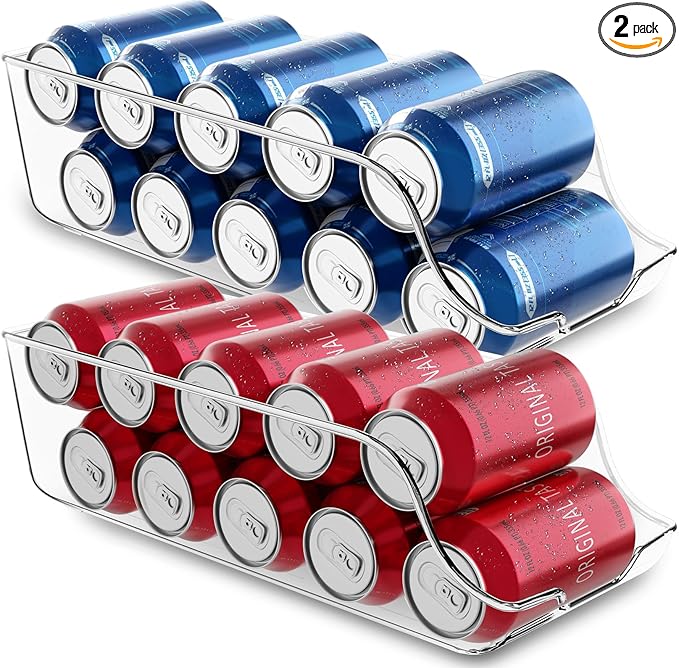 Utopia Kitchen Soda Can Organizer and Dispenser for Refrigerator/Pantry - Durable Can Storage Organizer Fridge & Kitchen Organization - (Clear, Set of 2)