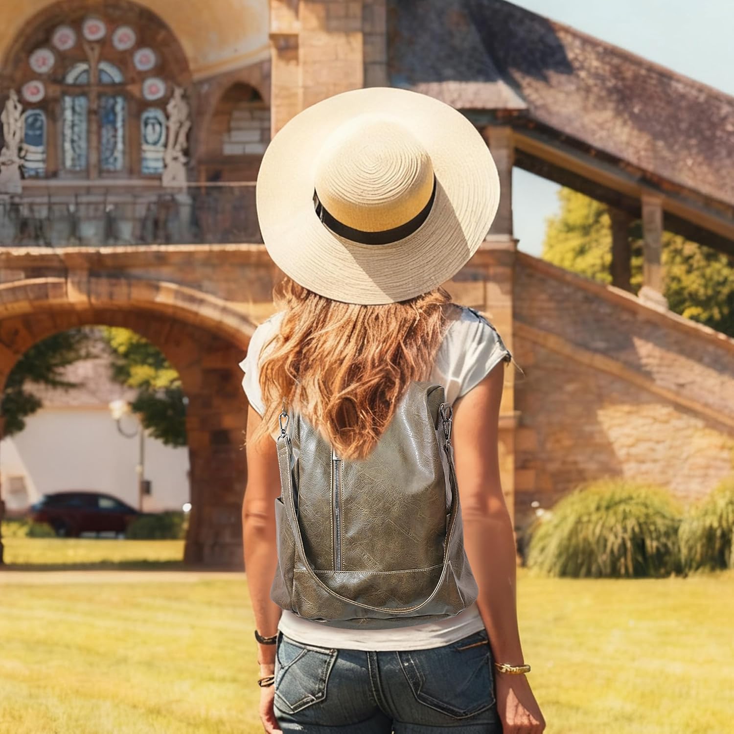 Women Backpack Purse PU Leather Anti-theft Casual Shoulder Bag Fashion Ladies Satchel Bags - Image 4