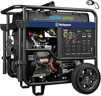 18000 Peak Watt Dual Fuel Home Backup Portable Generator, Remote Electric Start, Transfer Switch Ready, Gas and Propane Powered