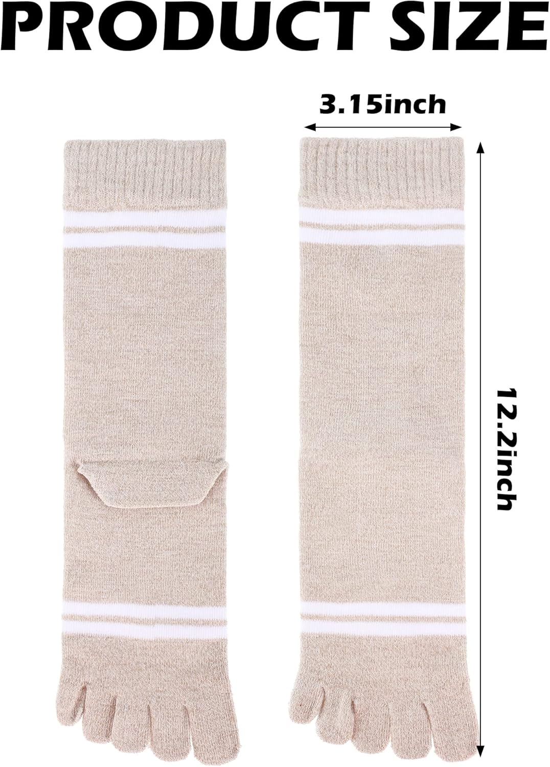 Bencailor 4 Pairs Women Toe Socks Cotton Stripe Crew Socks with Toes Separated for Women Men Athletic Running, 5-9 - Image 3