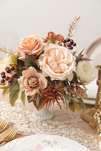 Miniatura 6 de YYHUAWU Juego de flores artificiales, caja de hojas de flores falsas con tallos para ramos de boda, centros de mesa, arreglos florales, decoración