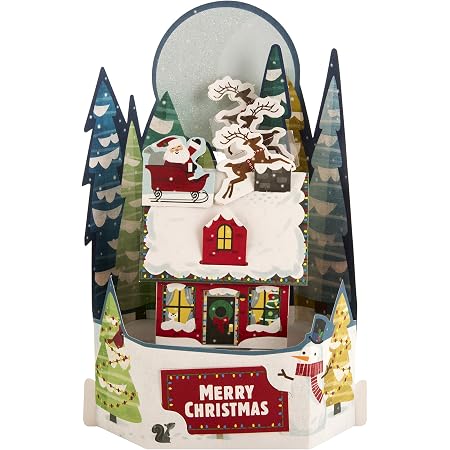 Hallmark Biglietto Di Natale Pop-Up 3D Paper Wonder – Babbo Natale Con Finitura Perlata, 22,8x15,9 Cm