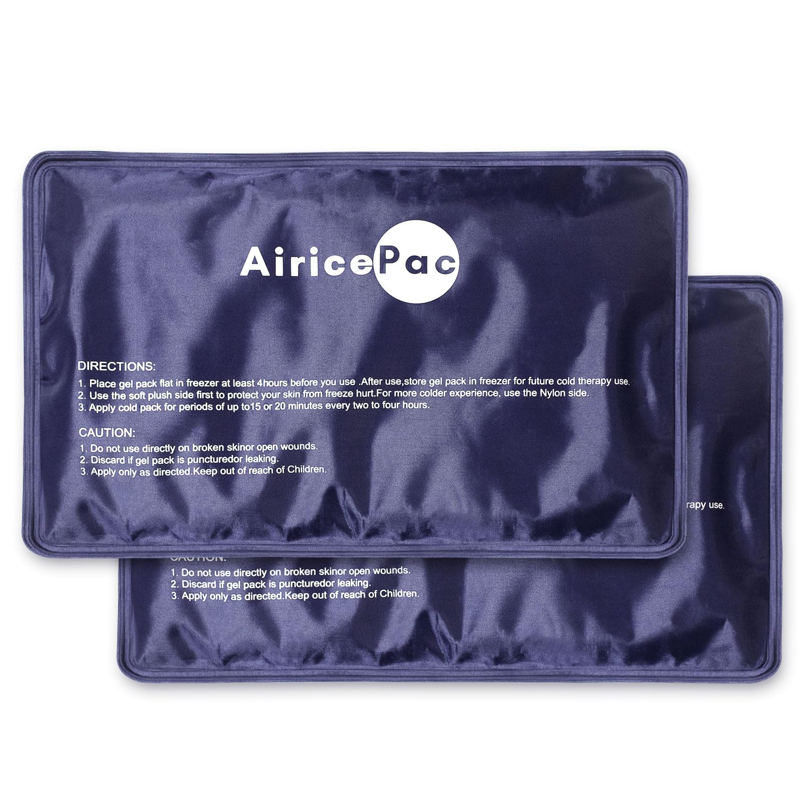 AiricePac 2 Ice Packs for Pain Relief, Gel Cold Pack for Knee Neck Shoulder Ankle Elbow Hip Back Injuries Reusable, Hot &amp; Cold Compress Therapy for Swelling, Bruises, Surgery, 7”x 11”, Blue
