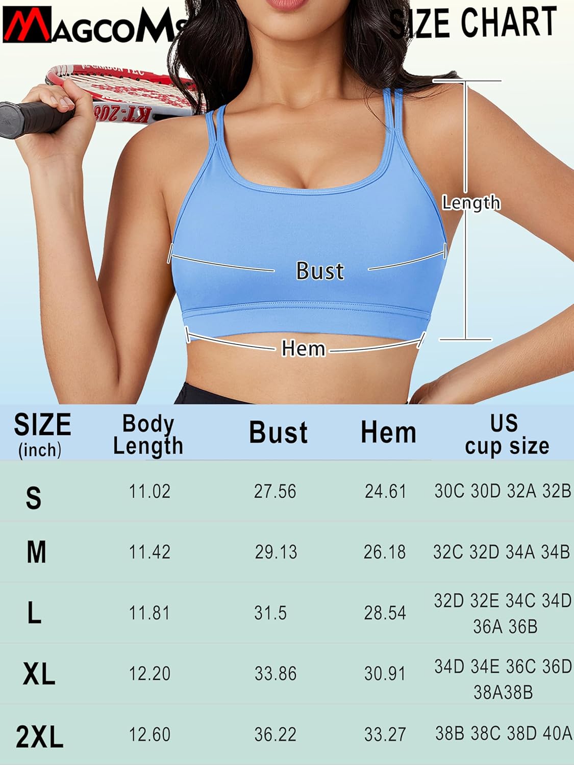 MAGCOMSEN Womens Strappy Sports Bra Padded Backless Sexy Low Impact Moisture-Wicking Wireless for Yoga Workout Fitness