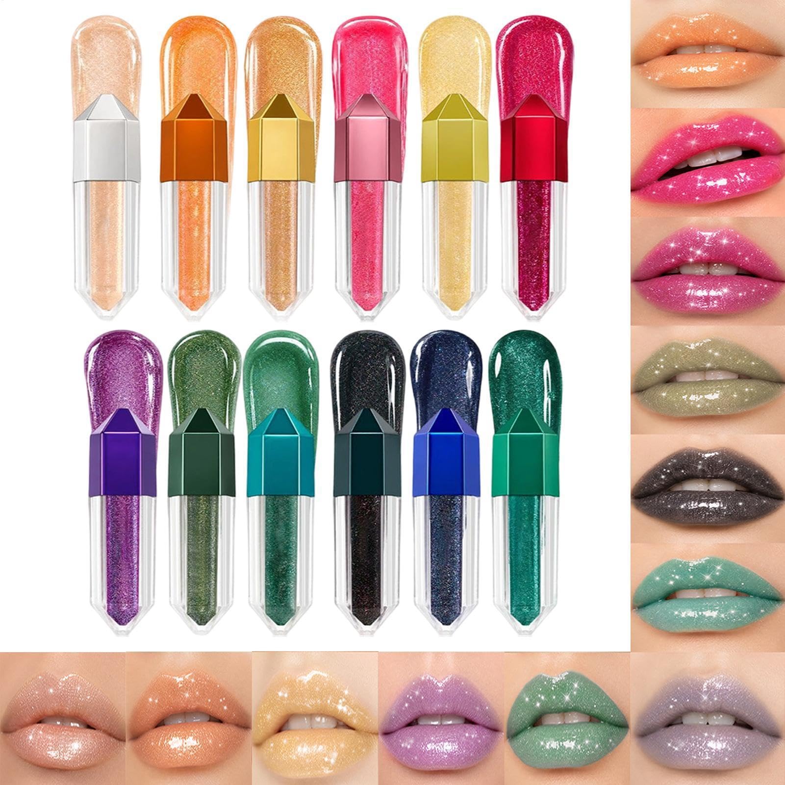 Lucidalabbra Brillante 12 Colori Rossetto Lucido Idratante E Rimpolpante | Lucidalabbra Glow Per Donne Ragazze Fidanzata Feste Shopping Incontri Serate Halloween Festival