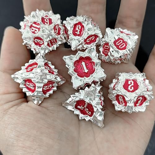 Miniatura 5 de GIUADKXD Juego de dados DND de metal de Dungeons and Dragons con bolsa de dados y organizador, regalo MTG, accesorio de dados grandes para juegos de