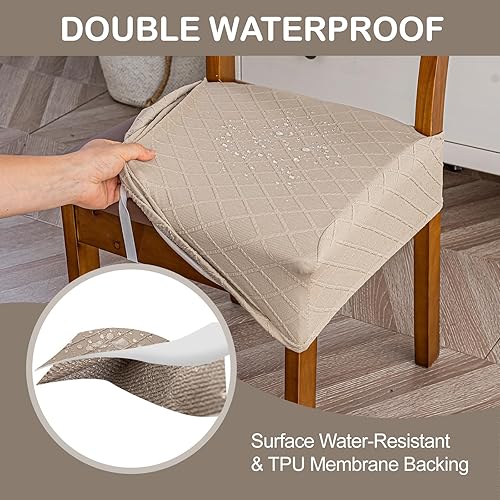 Vista 2 de Genina Waterproof Seat Covers for Chairs Seat Covers for Dining Room Chair Slipcovers Kitchen Chair Covers Dining Chair Covers