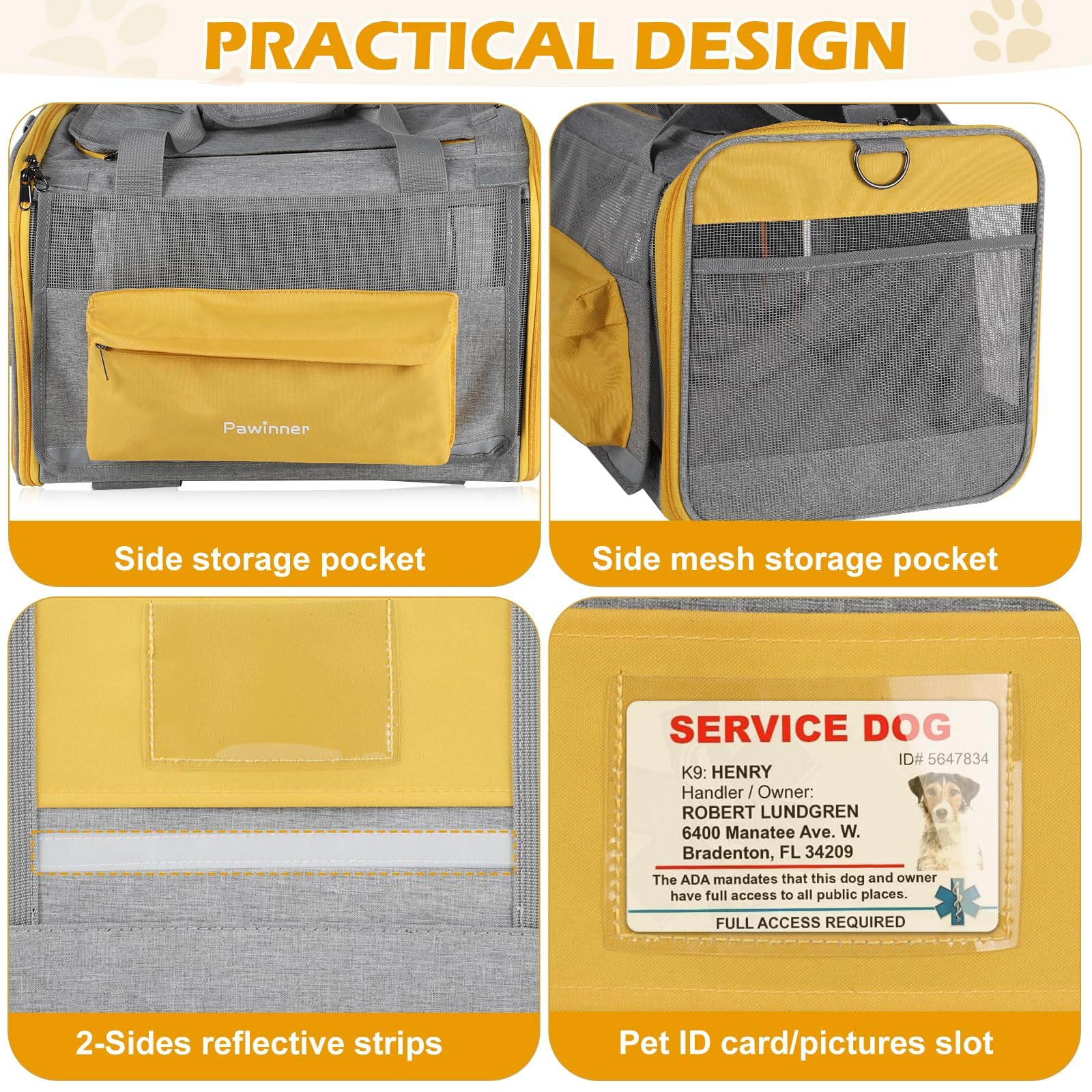 Pawinner Pet Carrier with Wheels, 17.7" x 13" x 13" Airline Approved Cat Carrier, Newly Designed Rolling Travel Bag with Telescopic Handle, for Small Dogs and All-Breed Cats - image 6
