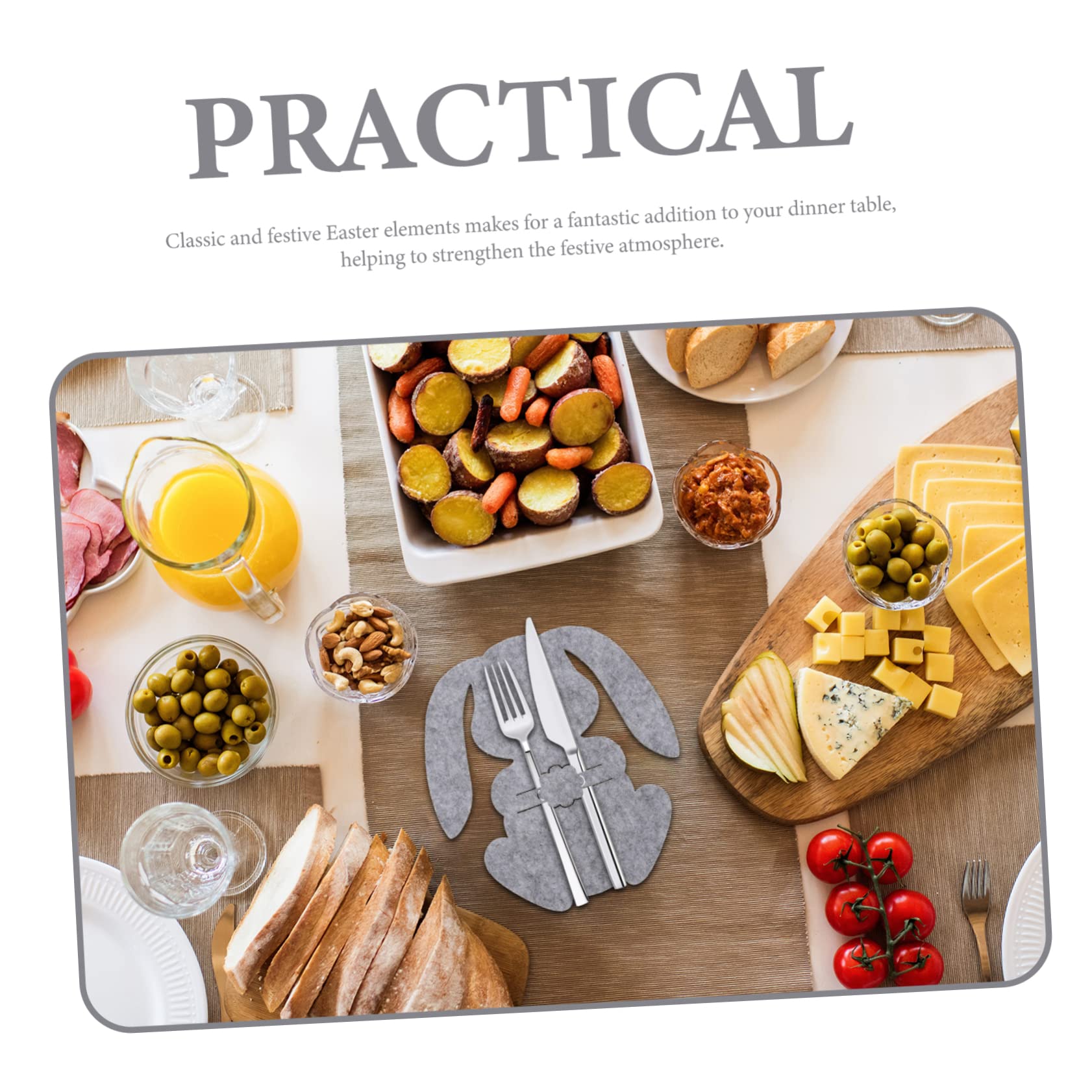 OUNONA 12Pcs Bunny Decorative Cutlery Holders Adorable Fork and Knife Sleeves for Easter Premium Non Woven for Family Gatherings and Festive Banquets