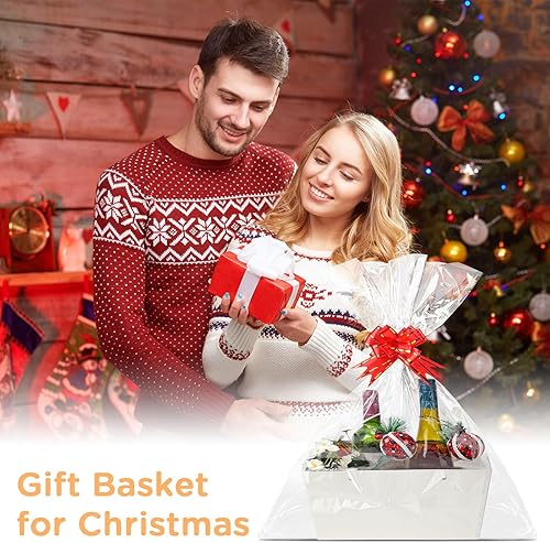 Miniatura 6 de Tuanse Cesta de 30 piezas para regalo, kit de cesta de regalo vacía a granel con asa, bandeja de cartón kraft con 30 bolsas, bandeja de mercado de