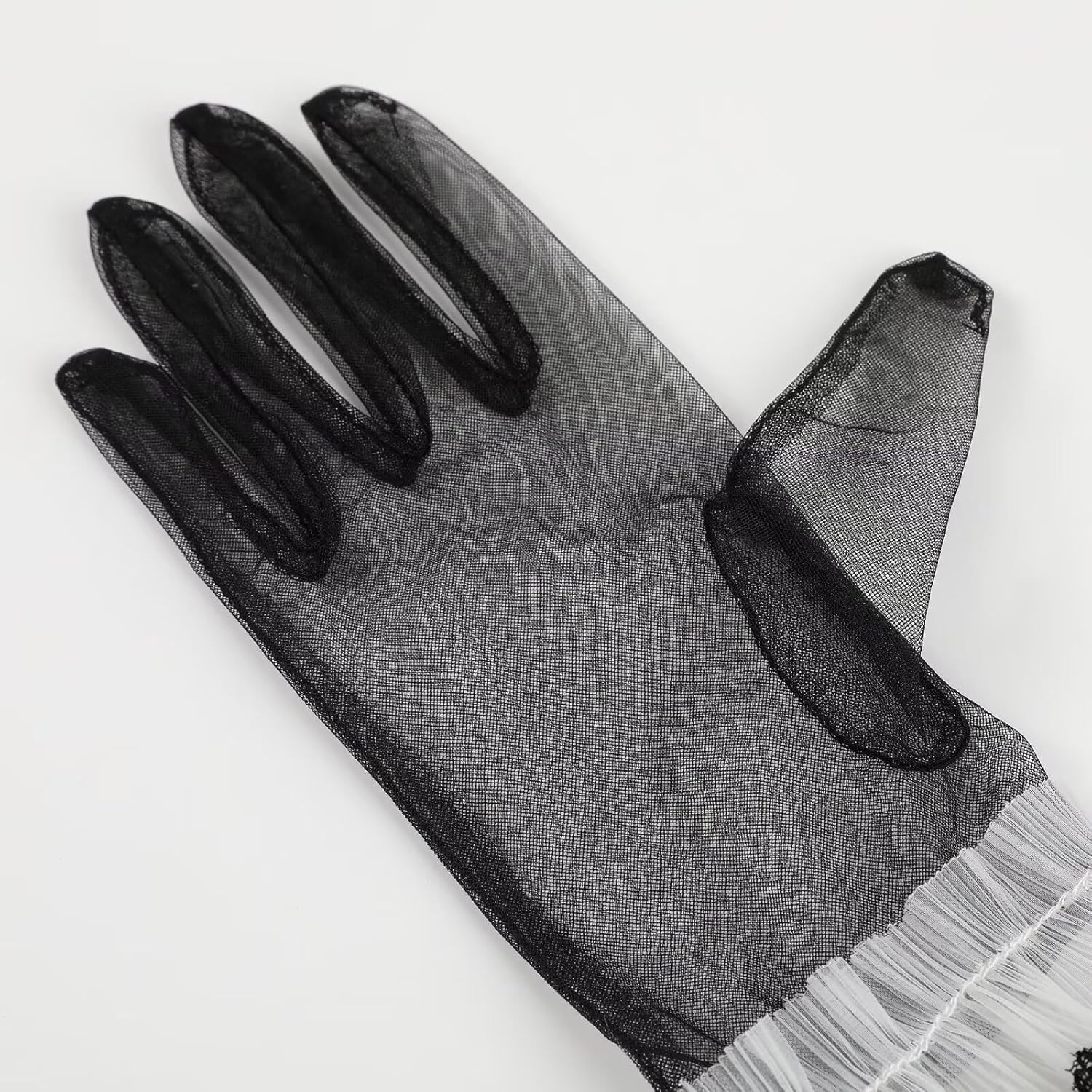 Women's Short Lace Floral Gloves Sheer Mesh Tulle Wrist Length Wedding Bridal Opera Tea Party Gloves - Image 6