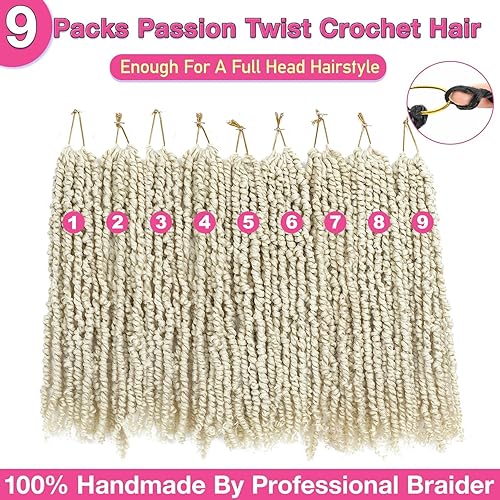 Miniatura 8 de 9 paquetes de cabello de ganchillo pretrenzado de 18 pulgadas, cabello pretrenzado de ganchillo Passion Twist, cabello bohemio de ganchillo para