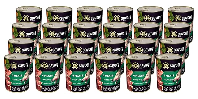 Savory - Comida húmeda para Perros - Comida húmeda para Perros - para Perro Adulto - 4 Tipos de Carne