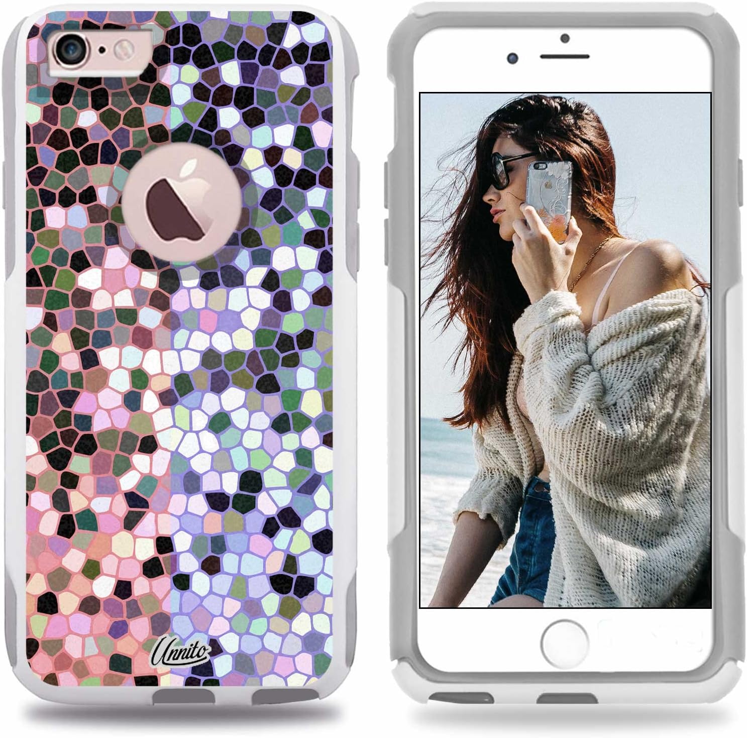 iPhone 6 Case – Hybrid Commuter Case | Slim Cover with Hard Shell Design and Soft Inner Layer Compatible with iPhone 6S White Case - Stained Glass