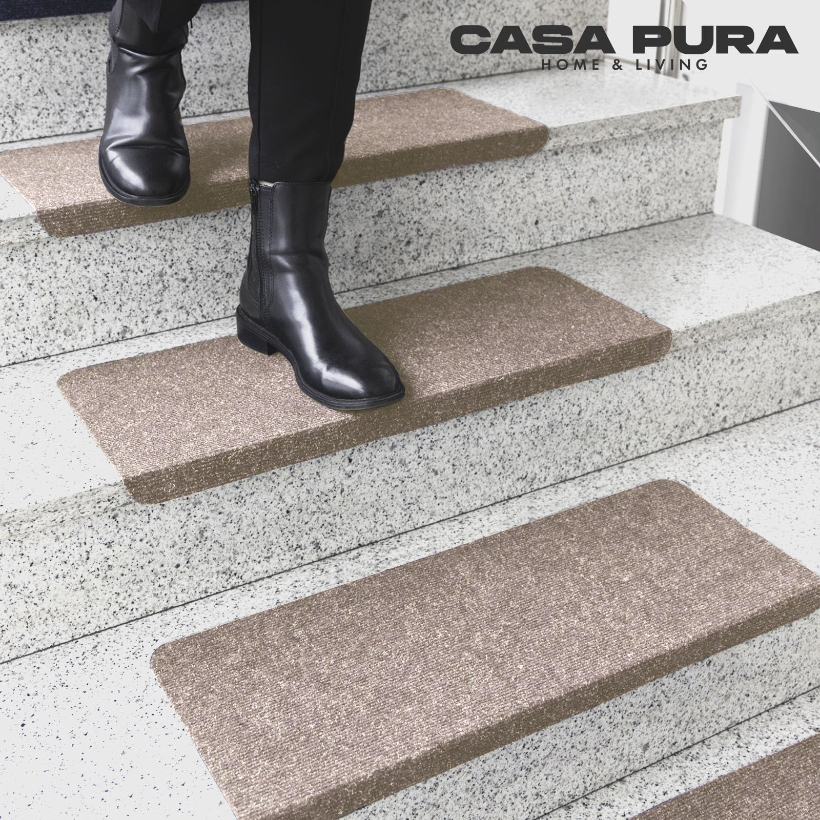 Tapis D'escalier Autocollants Aspect Sisal 15 Pcs 56x17x3 Cm - Tapis D'escalier - Tapis Marche