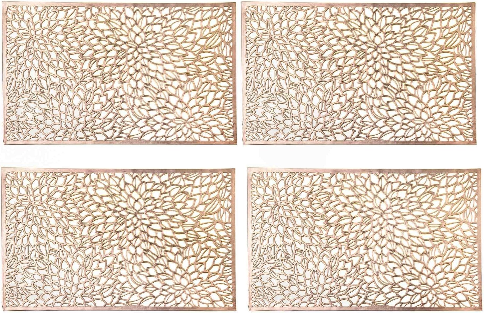 Eiyye Gold Placemats Table Mats Vinyl Placemats Coaster Sets for Christmas Wedding Dining Parties Table Decoration(Set of 4)