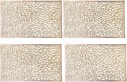 Eiyye Manteles individuales rectangulares de vinilo metálico, antideslizantes, resistentes al calor, de plástico laminado, para mesa de comedor,