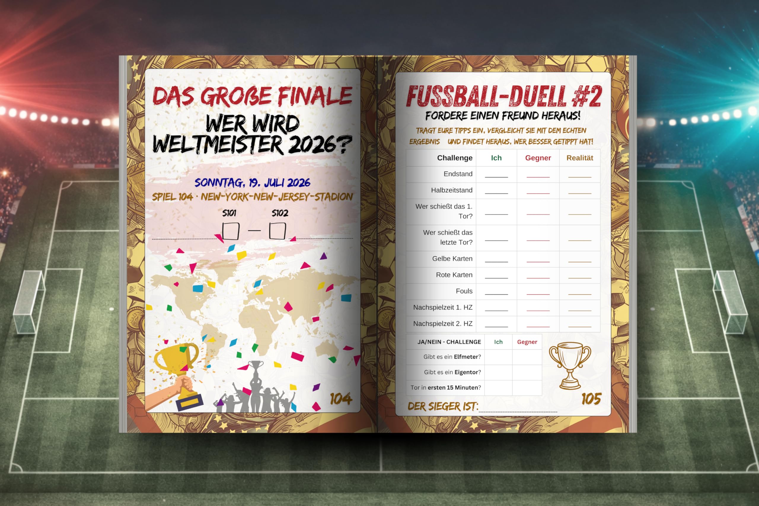Auf ins Finale! – Das interaktive WM 2026 Fußballbuch für Kinder: Spielplan zum Ausfüllen, überraschende Fakten, spannende Quiz, knifflige Rätsel und spielerische Aufgaben für echte Fußball Fans
