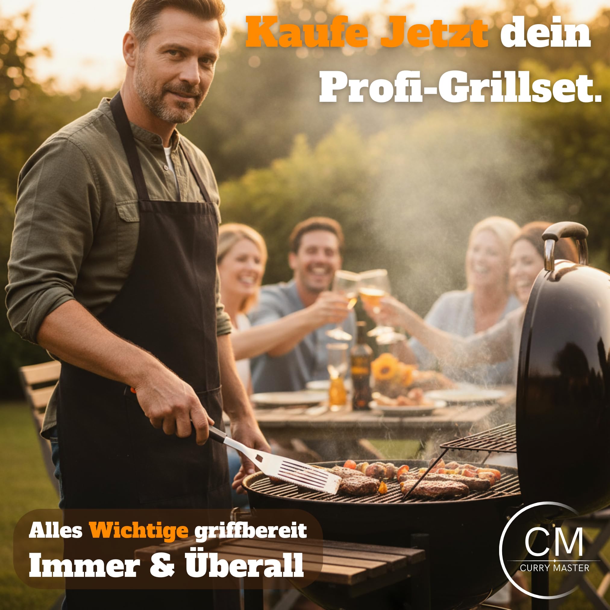 Juego de barbacoa para hombre, regalo – Juego de cubiertos para barbacoa de acero inoxidable – espátula 3 en 1 y cepillo de limpieza – Ideal Grill Set hombres regalo barbacoa regalos para hombres (sin