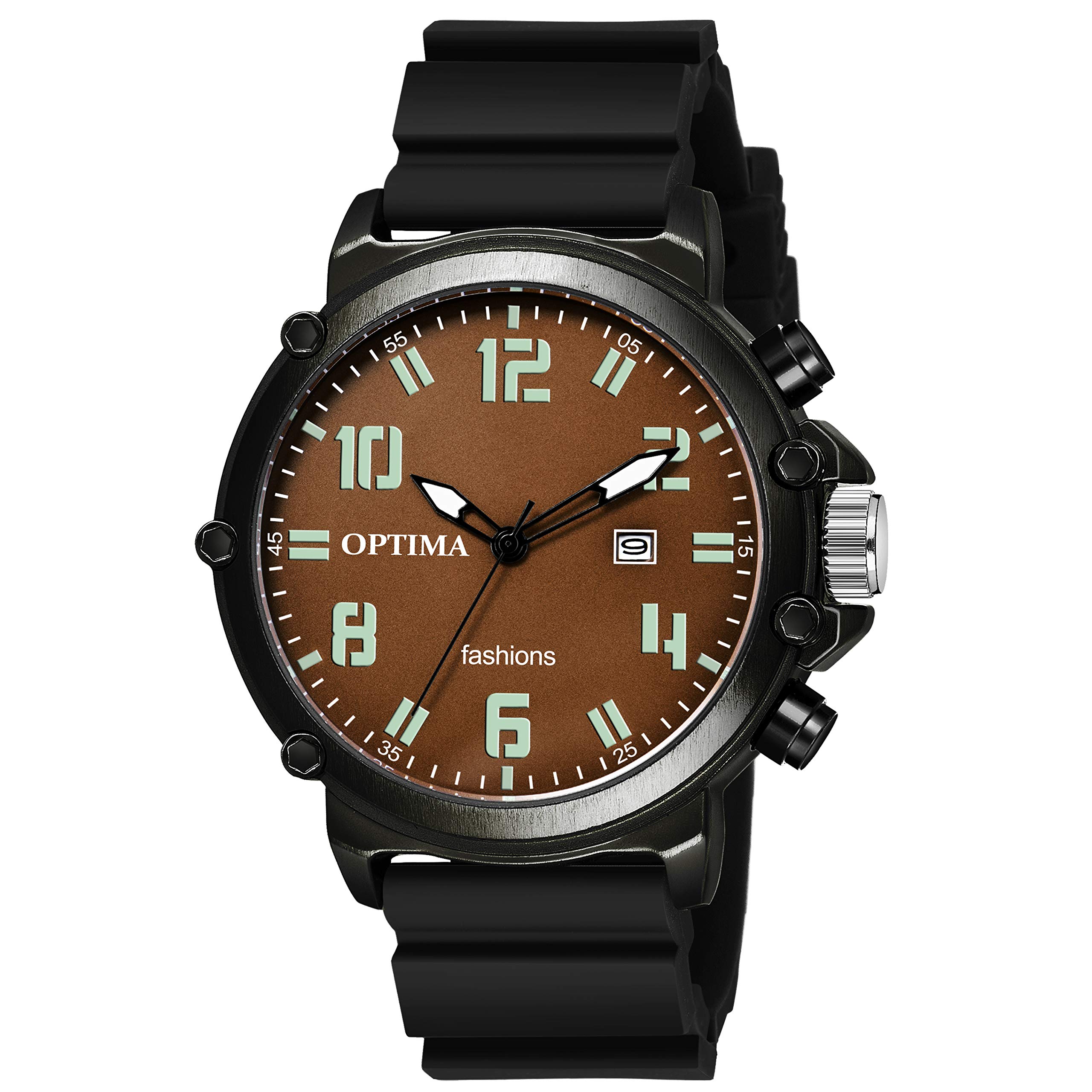 OPTIMA Analogue Watch (Brown Dial Black Colored Strap) (B083BDS316) Amazon Price History, Amazon Price Tracker