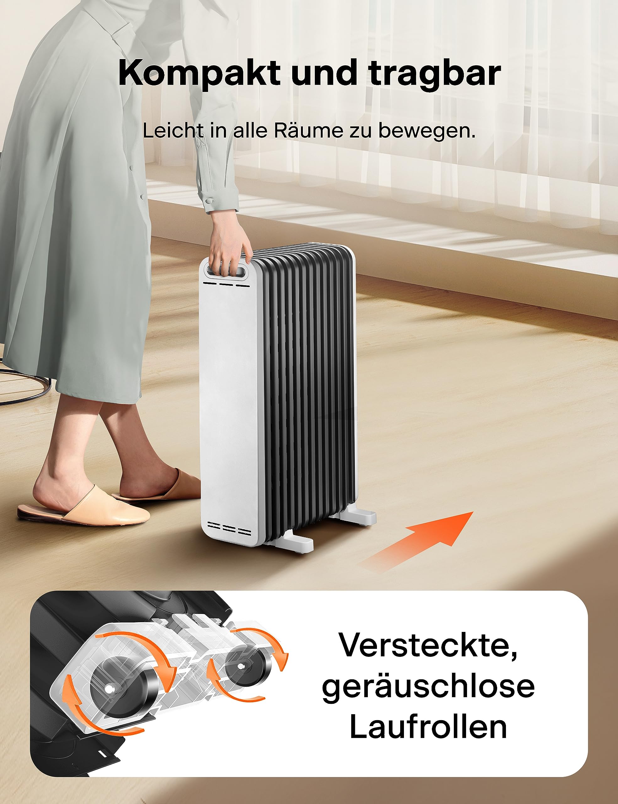 PELONIS Ölradiator 2500W Weiß mit 3D Konvektion & VOLCANO Technik, 13 Rippen Elektroheizung mit 3 Heizstufen, Thermostat und Sicherheitsschutz, Radiator Heizung Elektrisch für Wohnzimmer, Schlafzimmer