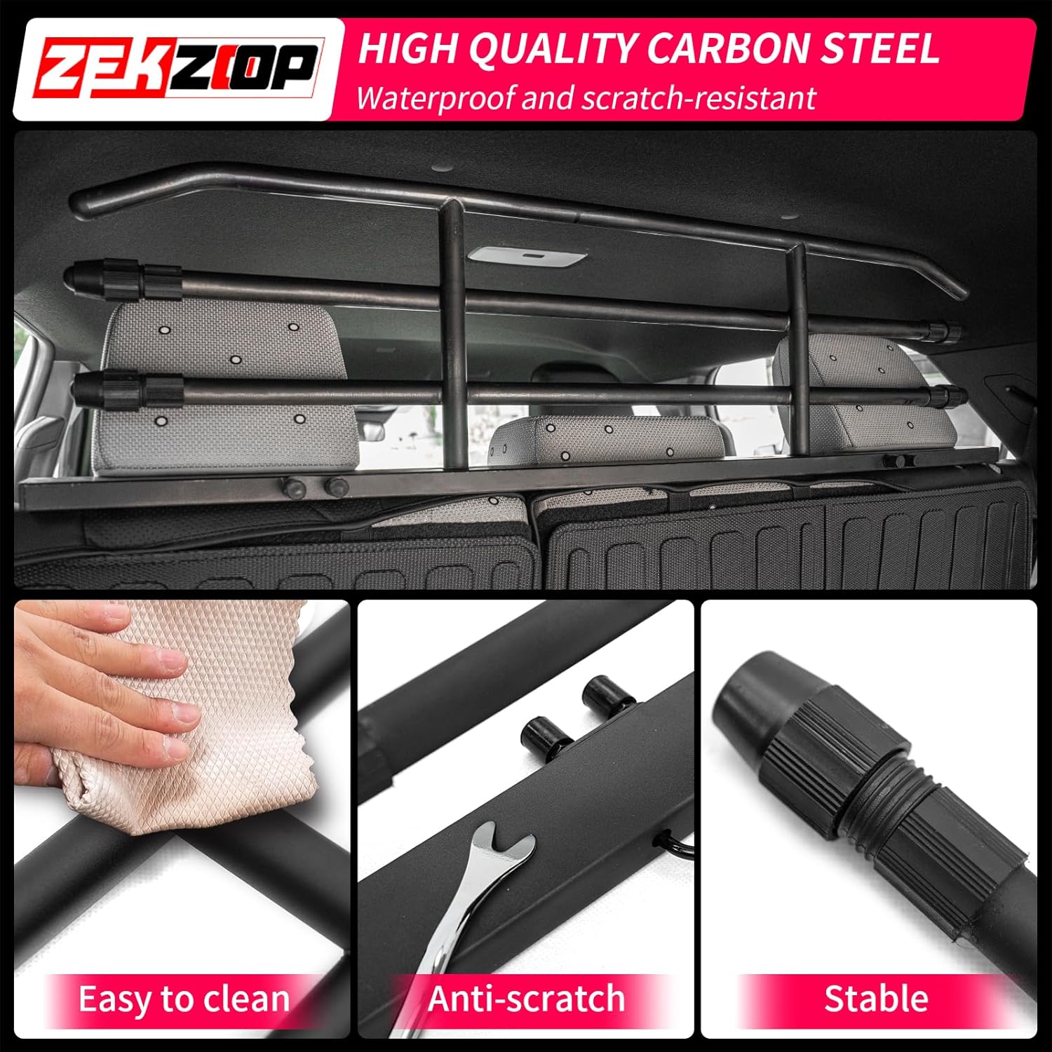 Pet Barrier Compatible with 2025 2026 Toyota 4Runner Behind 2nd Row Backseat Car Pet Barrier Divider Gate Trunk Cargo Area Heavy-Duty Carbon Steel Dog Barriers for 4 Runner Accessories