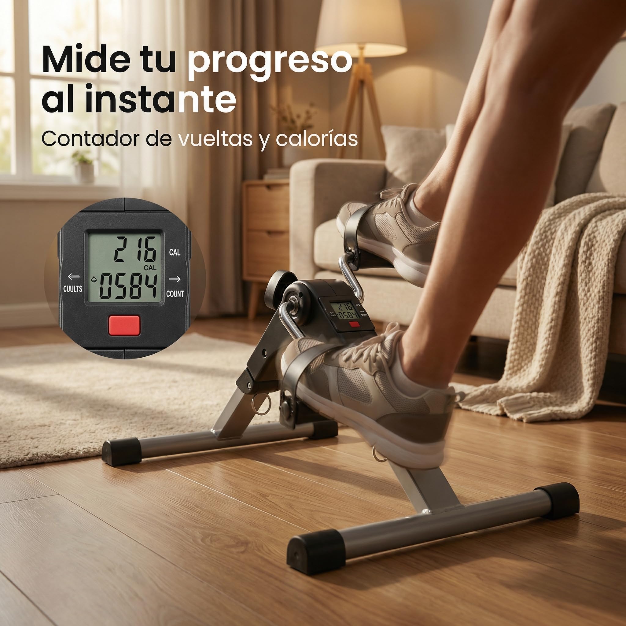 Pedali statici anziani - Pinchetto - Pedale per anziani, cyclette, pedaliera per gambe e braccia con schermo LCD, pedalare seduto con resistenza regolabile - portatile