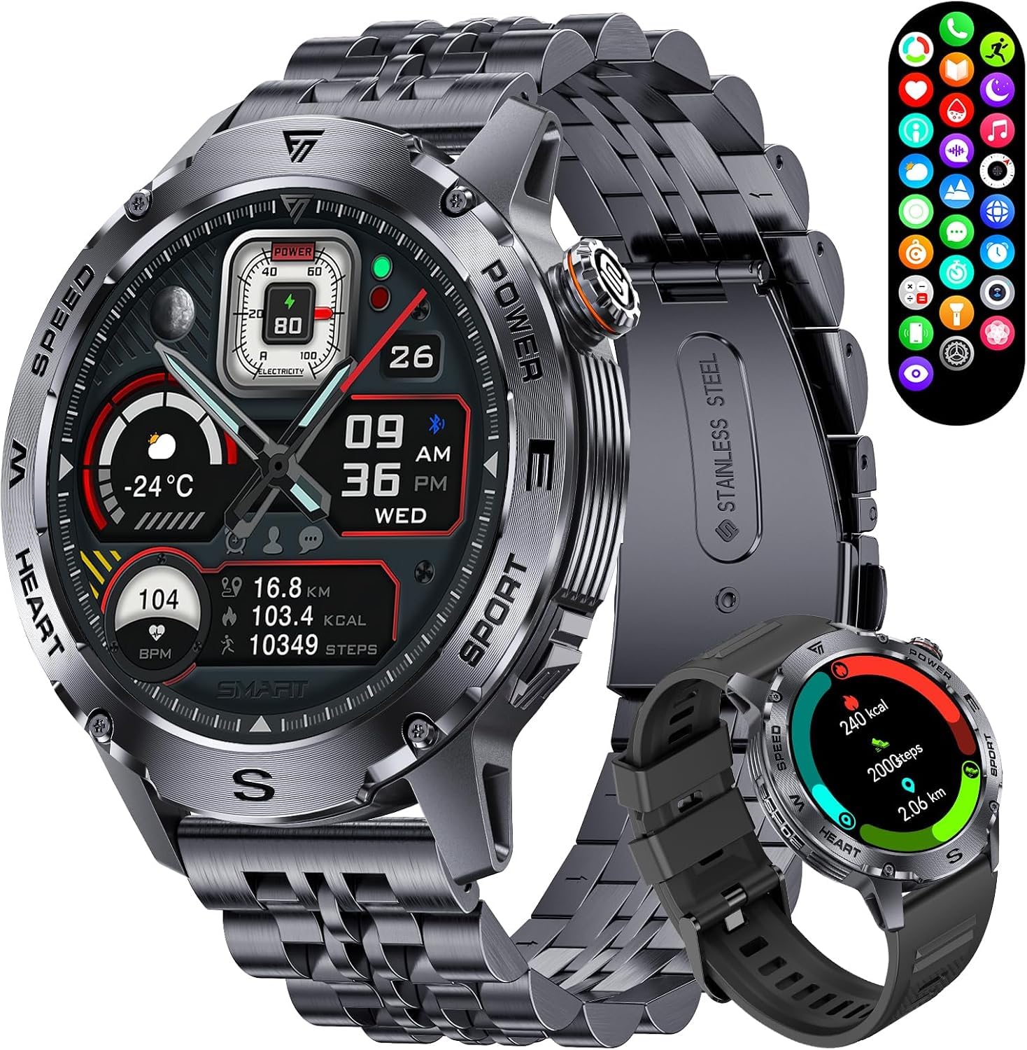 Military Smart Watch for Men,1.43'' AMOLED Rugged Smart Watch with 600mAh Battery/Heart R…