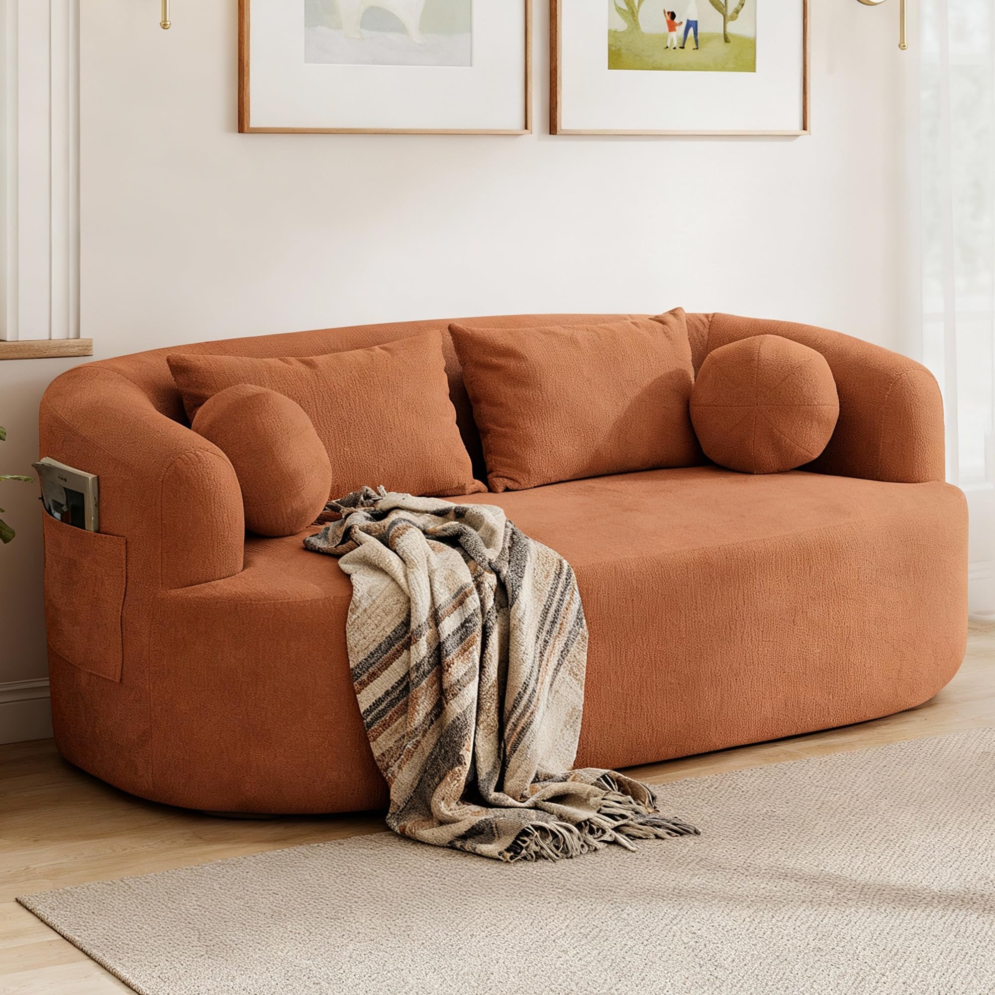 Loveseat Sofa 67 3 Boneless Curved Sofa Filling with Foam and Spring Chenille Small Love Seat for Small