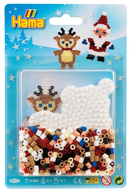 HAMA BEADS Perlen 4117 Juego de Navidad pequeño con aprox. 450 cuentas planchado Midi colores diámetro 5 mm