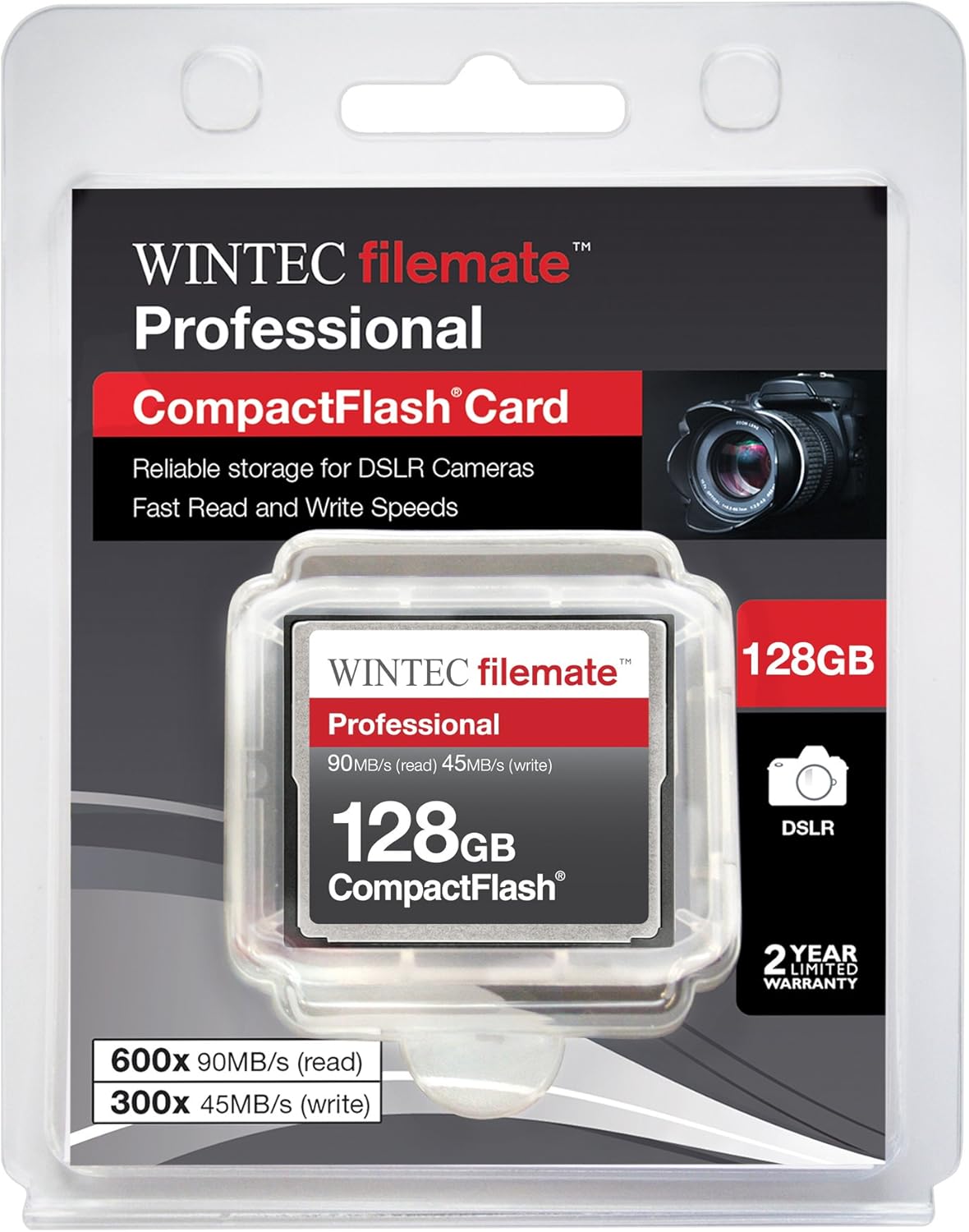 Wintec Industries FileMate 128GB CompactFlash Professional Memory Card, 90MB/s Read, 45 MB/s Write Speed